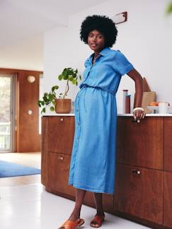 Robe-chemise longue en lyocell grossesse et allaitement