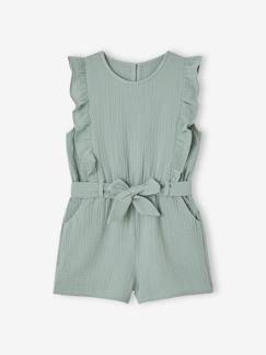 Mädchen-Latzhose, Overall-Kurzer Mädchen Jumpsuit mit Volants, Musselin