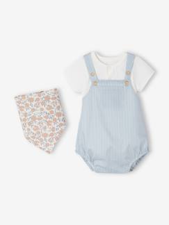 Baby-Set: Kurzoverall, Body & Halstuch