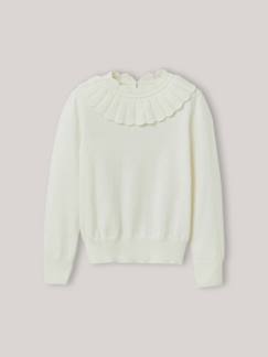Mädchen-Pullover, Strickjacke, Sweatshirt-Mädchen Pullover mit Kragen CYRILLUS, Baumwolle/Wolle