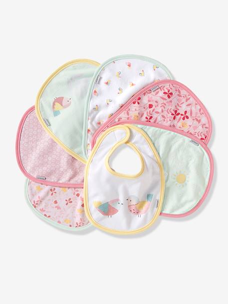 Lot de 7 bavoirs naissance Imprimé fleurs et oiseaux+MOTIFS NOEL+Multicolore 