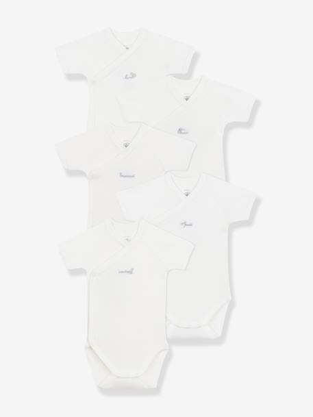 Lot de 5 bodies croisés manches courtes bébé blanc 