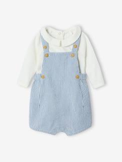 Baby-Set-Baby-Set: Body & gestreifte Latzshorts