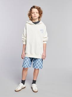 Junge-Shorts-Jungen Jeans-Bermudas mit Schachbrettmuster in Loose-Fit, Bundweite verstellbar JONEN