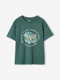 Junge-T-Shirt, Poloshirt, Unterziehpulli-Jungen T-Shirt mit Naturmotiv, Recycling-Baumwolle