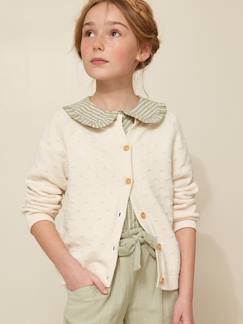 Mädchen-Pullover, Strickjacke, Sweatshirt-Mädchen Cardigan aus Musterstrick CYRILLUS