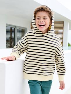 Sweat garçon à capuche rayé style marinière