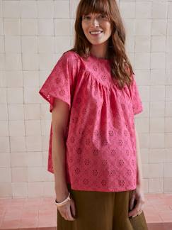 Umstandsmode-Umstandsbluse mit Lochstickereien