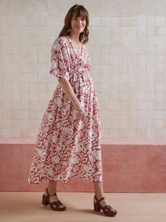 Umstandsmode-Kleid-Langes Wickelkleid für Schwangerschaft und Stillzeit