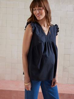 Vêtements de grossesse-Blouse sans manches de grossesse voile de coton