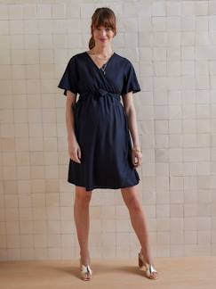 Robe courte fluide portefeuille unie grossesse et allaitement