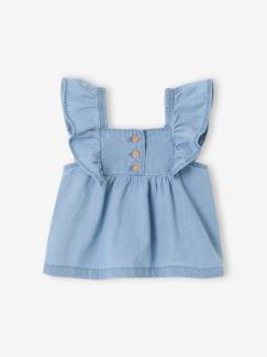 Bébé-Blouse manches courtes volantées bébé en denim léger