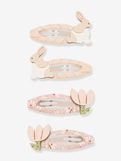 Fille-Lot de 4 pinces à cheveux pour filles BUNNY & FLOWER CLIC CLACS Mimi & Lula