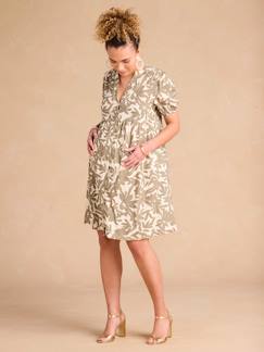 Umstandsmode-Kleid-Kurzes Kleid für Schwangerschaft und Stillzeit mit Blätterprint ENVIE DE FRAISE