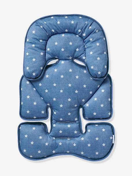 Coussin réducteur VERTBAUDET pour poussette Bleu denim imprimé étoiles+Noir 