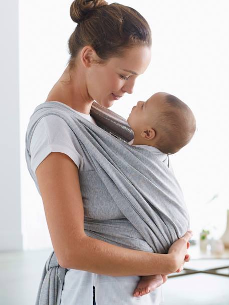 Tragetuch für Babys. Aus reiner Baumwolle. BEIGE+Grau meliert 