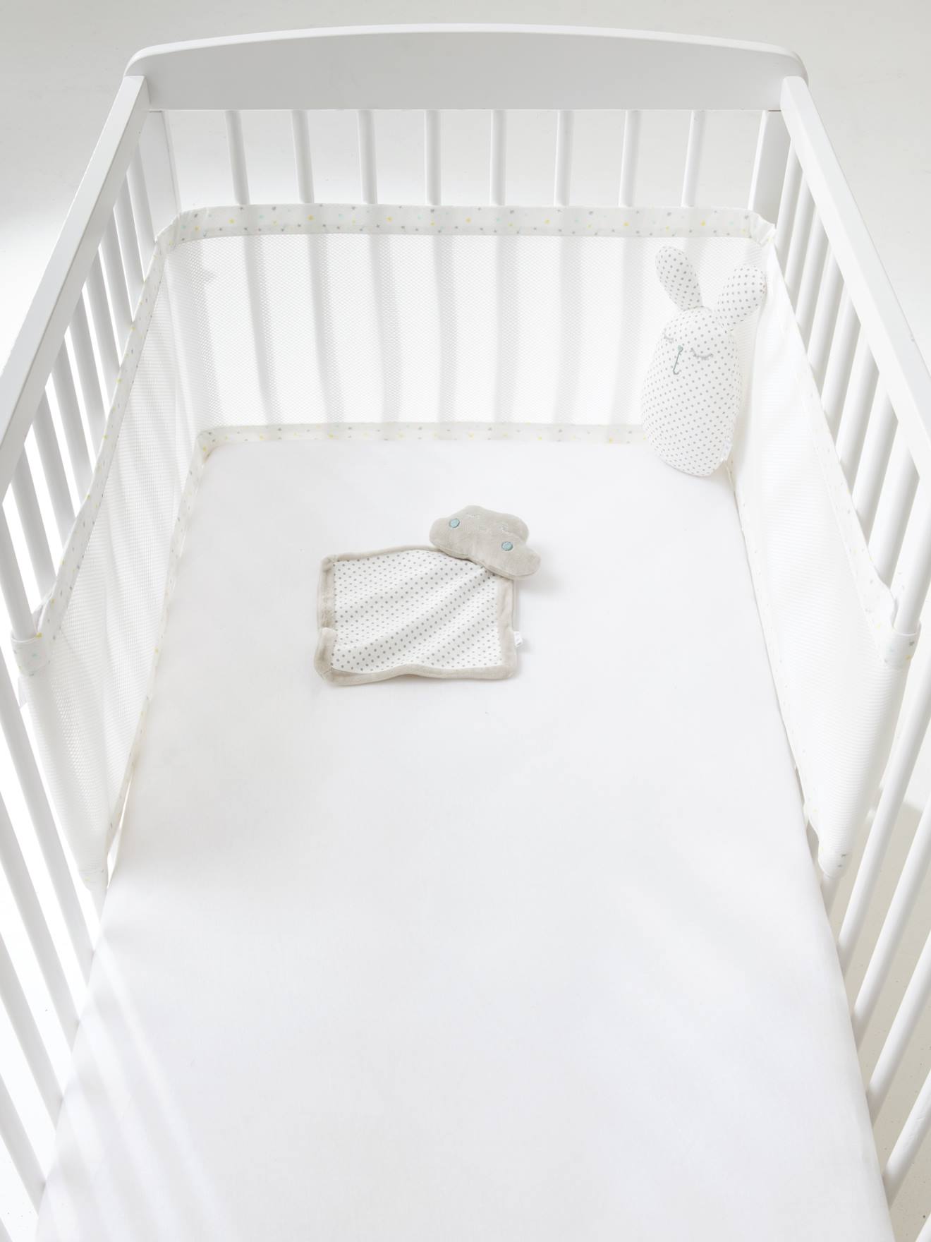 Tour de lit respirant uni, pour lit bébé avec tête et pied pleins