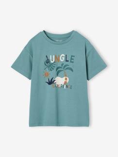 Junge-T-Shirt, Poloshirt, Unterziehpulli-Jungen T-Shirt mit großem Print, Recycling-Baumwolle