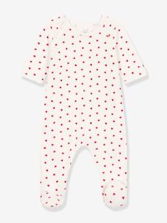 Baby Samt-Strampler mit Herzen PETIT BATEAU, Bio-Baumwolle