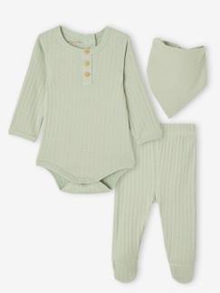 Baby-Set-Bio-Kollektion: Baby-Set aus Langarmbody, Leggings & Halstuch 