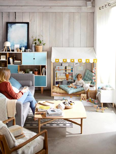 Spieltruhe für Kinder GRAU+Weiss/Natur 