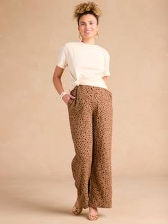 Vêtements de grossesse-Pantalon de grossesse large en gaze de coton léopard