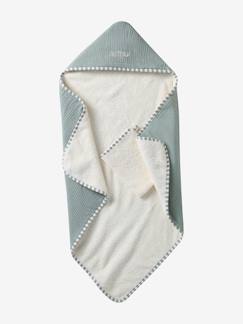 Bébé-Cape, peignoir de bain-Coffret cadeau naissance cape de bain réversible personnalisable et gant