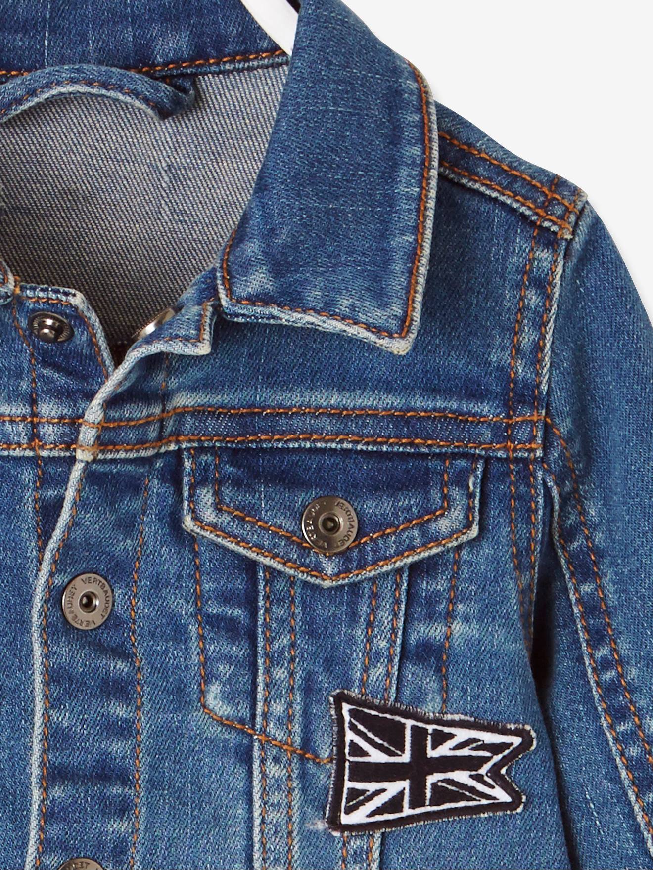 Veste en jean bebe garcon drapeau anglais denim stone Bebe