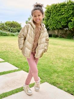 Mädchen-Mantel, Jacke-Glänzende Mädchen Light-Steppjacke mit Kapuze, Recycling-Polyester