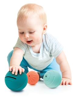 3er-Set Baby Silikonbälle mit Öffnung LUDI