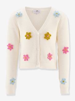 Mädchen-Pullover, Strickjacke, Sweatshirt-Mädchen Strickjacke mit gestickten Blumen Happy Girls