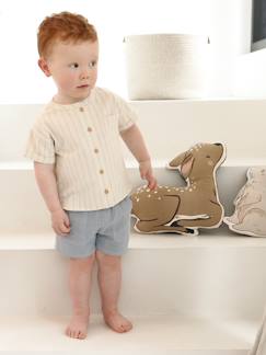 Bébé-Ensemble-Ensemble bébé chemise rayée effet lin + short en gaze