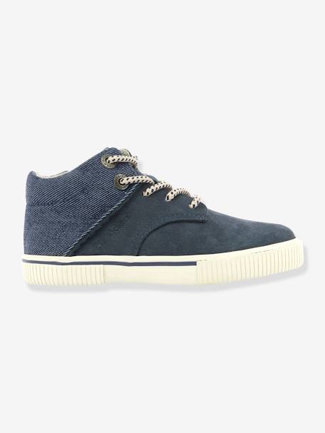 Baskets Sneakers hautes garçon Posture KICKERS® CAMEL DENIM+MARINE DENIM 