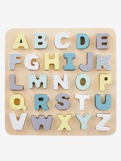 Les premières manipulations-Puzzle lettres à encastrer en bois