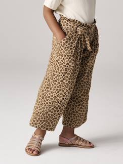 Fille-Pantalon-Pantacourt fille large gaze de coton style paperbag 