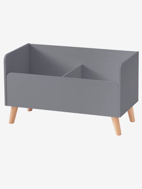 Coffre à livres LIGNE CONFETTI Blanc/bois+GRIS 