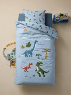Linge de maison et décoration-Linge de lit enfant-Parure fourre de duvet + taie d'oreiller enfant avec coton recyclé DINO FRIENDS
