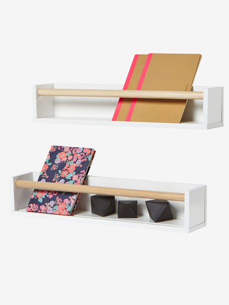 2er-Set Wandregale für Kinder Weiss/Natur 