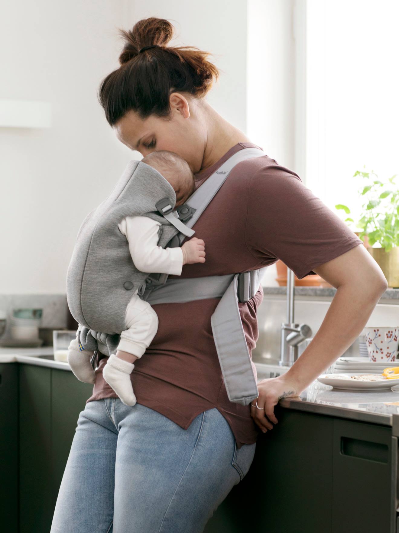 Porte-bébé Mini Jersey 3D BABYBJORN - gris clair