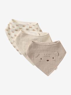 Puériculture-Les 3 bavoirs bandanas en gaze de coton