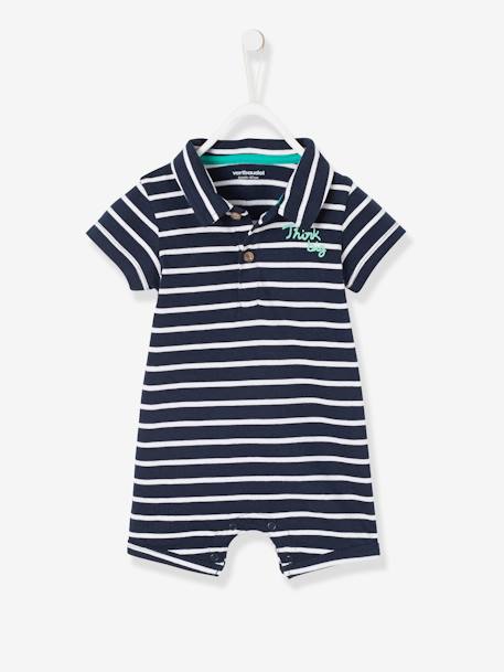 Combinaison De Plage Col Polo Bebe Garcon Bleu Marine Blanc Bebe