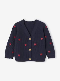 Bébé-Pull, gilet, sweat-Gilet-Gilet bébé brodé en côtes anglaises
