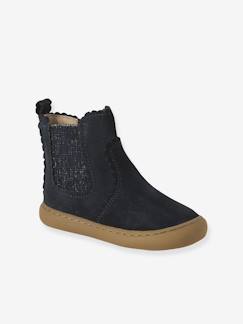Chaussures-Chaussures bébé 17-26-Marche fille 19-26-Boots bébé fille cuir zippées