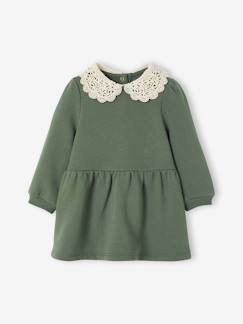 Bébé-Robe, jupe-Robe bébé en molleton avec col en crochet