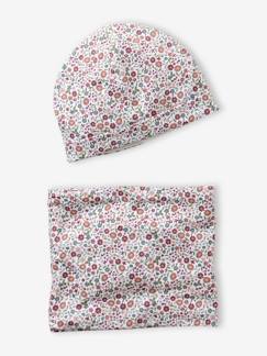 Mädchen-Accessoires-Blumiges Set aus Mütze und Snood für Mädchen