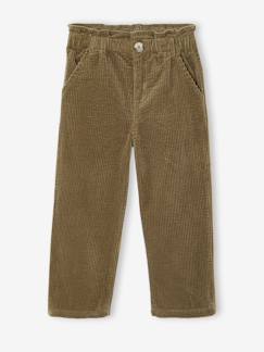 Fille-Pantalon fille large velours côtelé style paperbag 