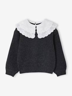 Mädchen-Pullover, Strickjacke, Sweatshirt-Flauschiger Mädchen Pullover mit besticktem Kragen