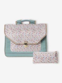 Cartable fille personnalisable + trousse imprimé fleuri Bergamotte