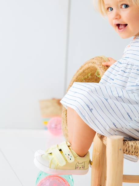 Stoffschuhe für Baby Mädchen blau getupft+hellgrau+hellgrün 