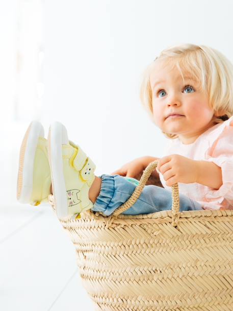 Stoffschuhe für Baby Mädchen blau getupft+hellgrau+hellgrün 